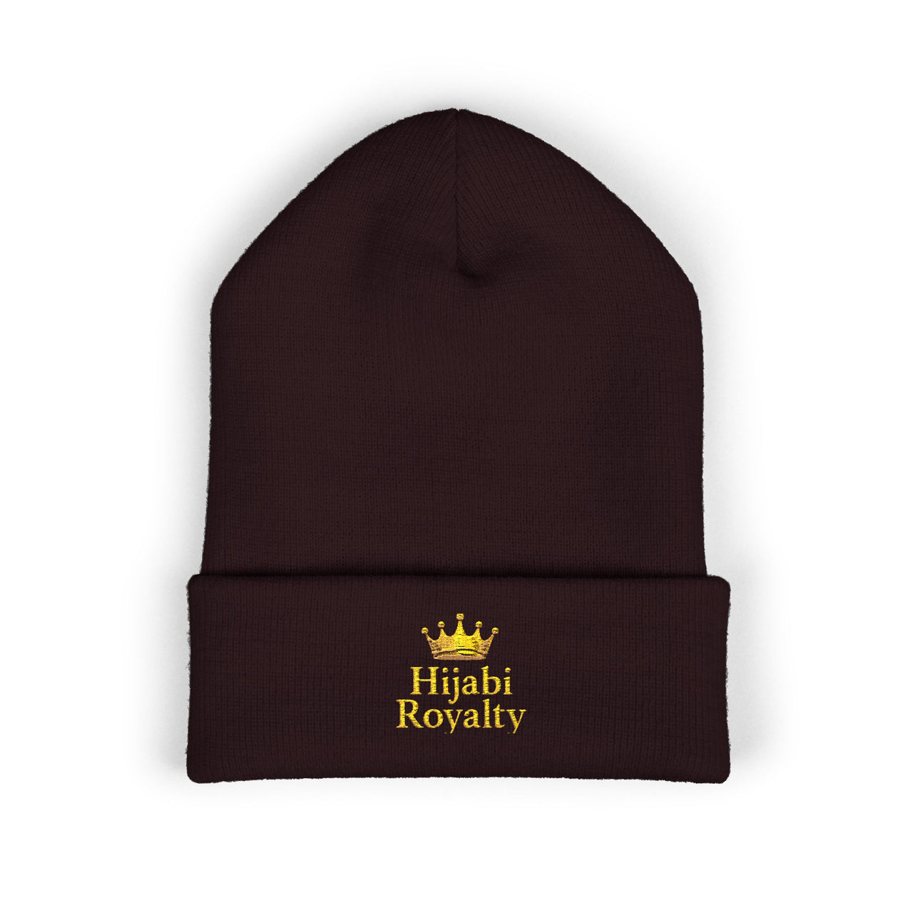 Hijabi Royalty™ Embroidered Beanie — Classic Cuffed Winter Hat