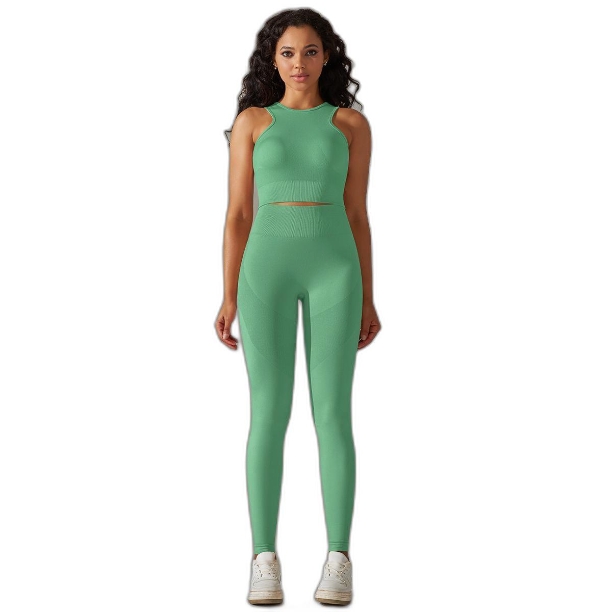 High Waist Yoga Suit for Women – Chest Pad Bra & Tight Leggings - Modestly Vogue 