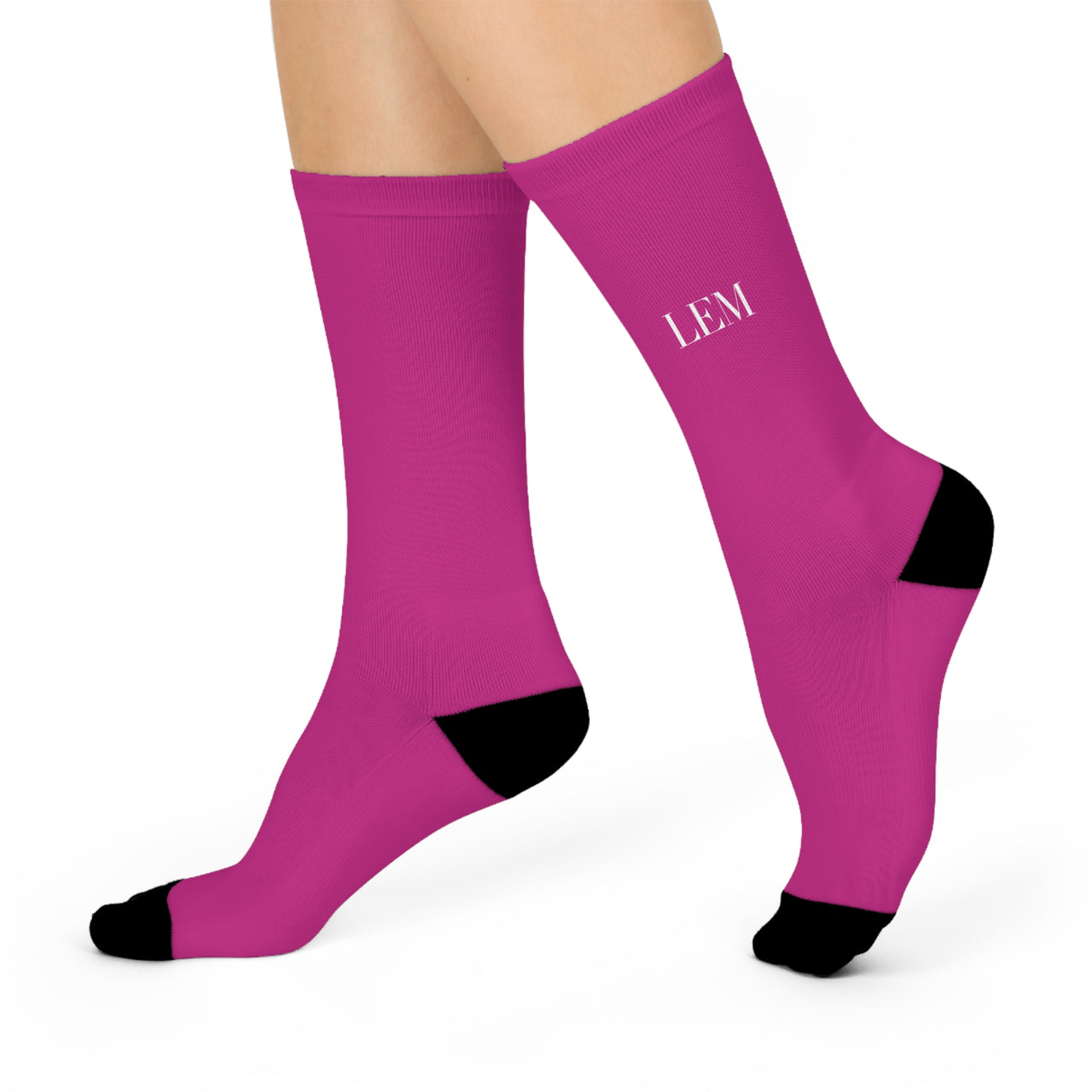 LEM™ Candy Pink Signature  Cushioned Crew Socks - Modestly Vogue 