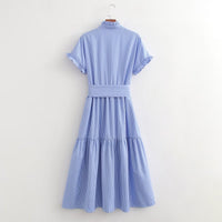 Women’s Striped Spring Dress – Casual Everyday Style - Modestly Vogue 