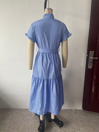 Women’s Striped Spring Dress – Casual Everyday Style - Modestly Vogue 