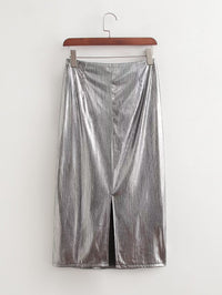 Black Women's Elegant Dress Summer Glossy Slimming Elegant Skirt - Modestly Vogue 