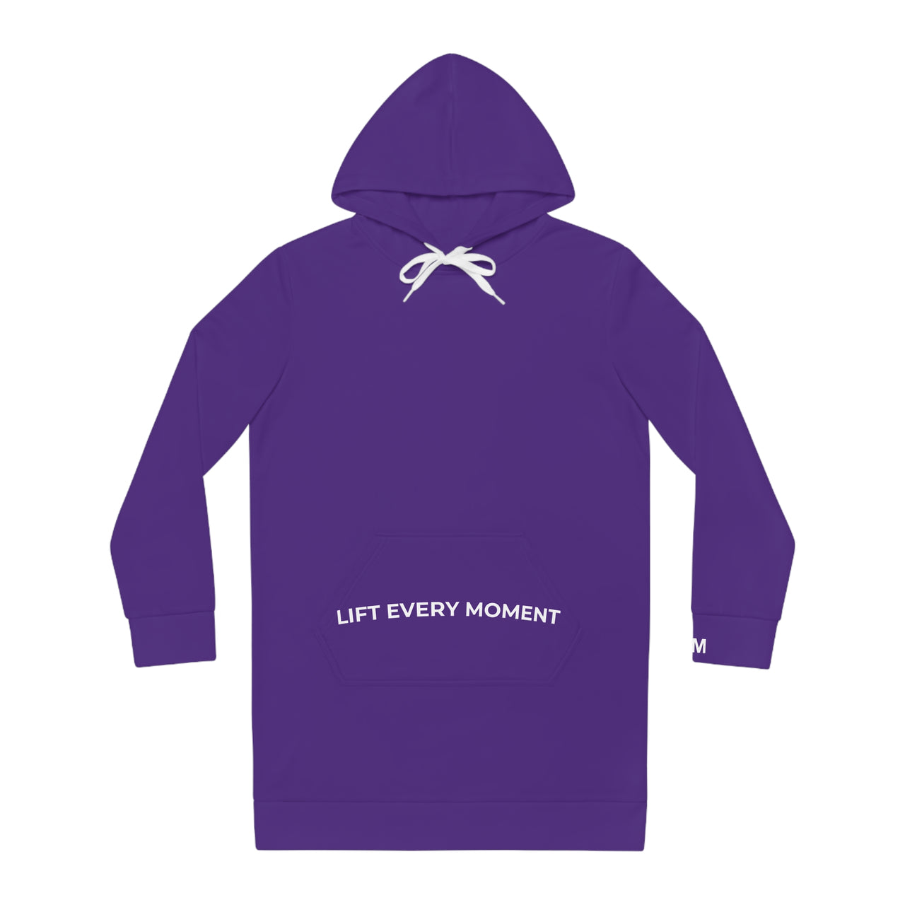 Modest in Motion Hoodie Dress — 'Lift Every Moment' Cozy Women's Pullover Dress Purple