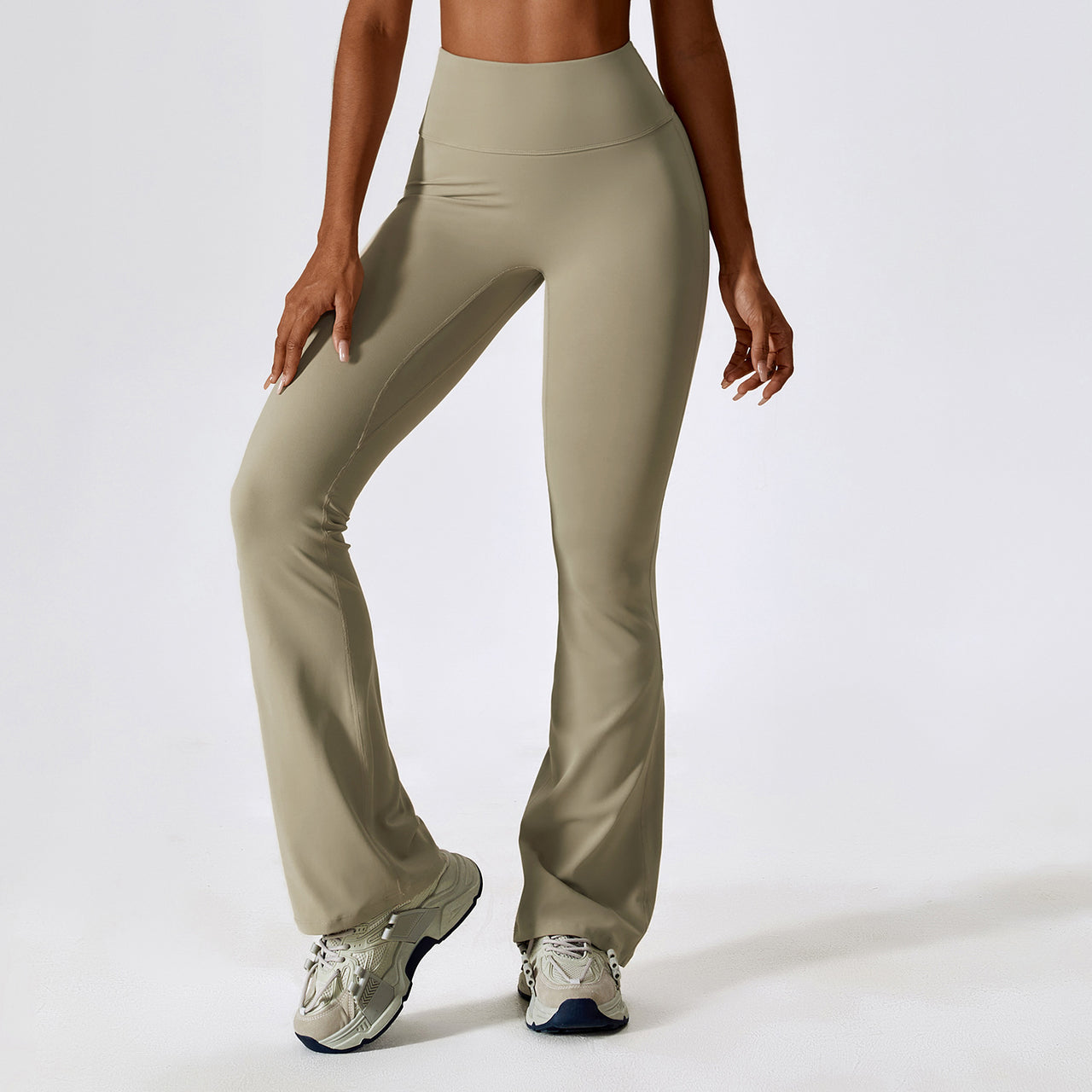 Nude Feel High Waist Yoga Pants – Hip Lifting, Bell Bottom Bootcut