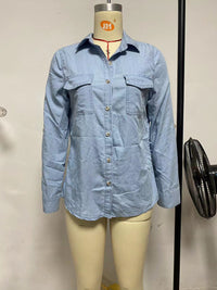 Denim Shirt Autumn Casual Collared Single Breasted Women Long Sleeved Denim - Modestly Vogue 