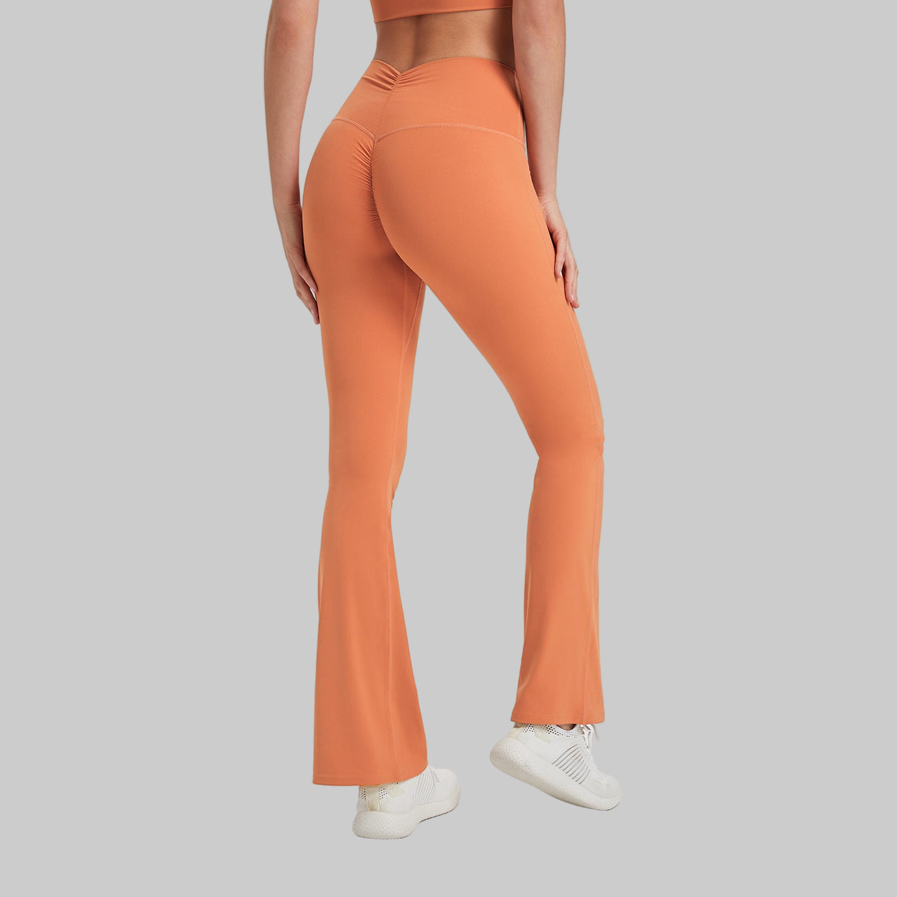 Lycra High-Waist Pleated Yoga Pants | Bell Bottom Activewear - Modestly Vogue 