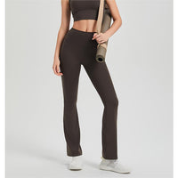 Lycra High-Waist Pleated Yoga Pants | Bell Bottom Activewear - Modestly Vogue 