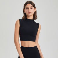 Lycra Shockproof Yoga Bra Vest | Quick-Dry Turtleneck Top - Modestly Vogue 