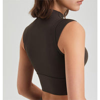 Lycra Shockproof Yoga Bra Vest | Quick-Dry Turtleneck Top - Modestly Vogue 