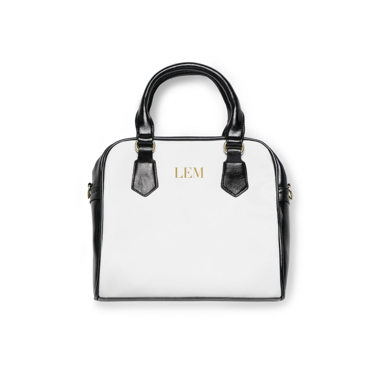 LEM Gold Signature Satchel Shoulder Handbag — Classic Black & White Tote - Modestly Vogue 