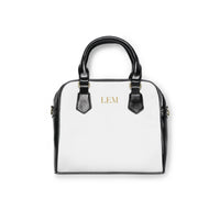 LEM Gold Signature Satchel Shoulder Handbag — Classic Black & White Tote - Modestly Vogue 