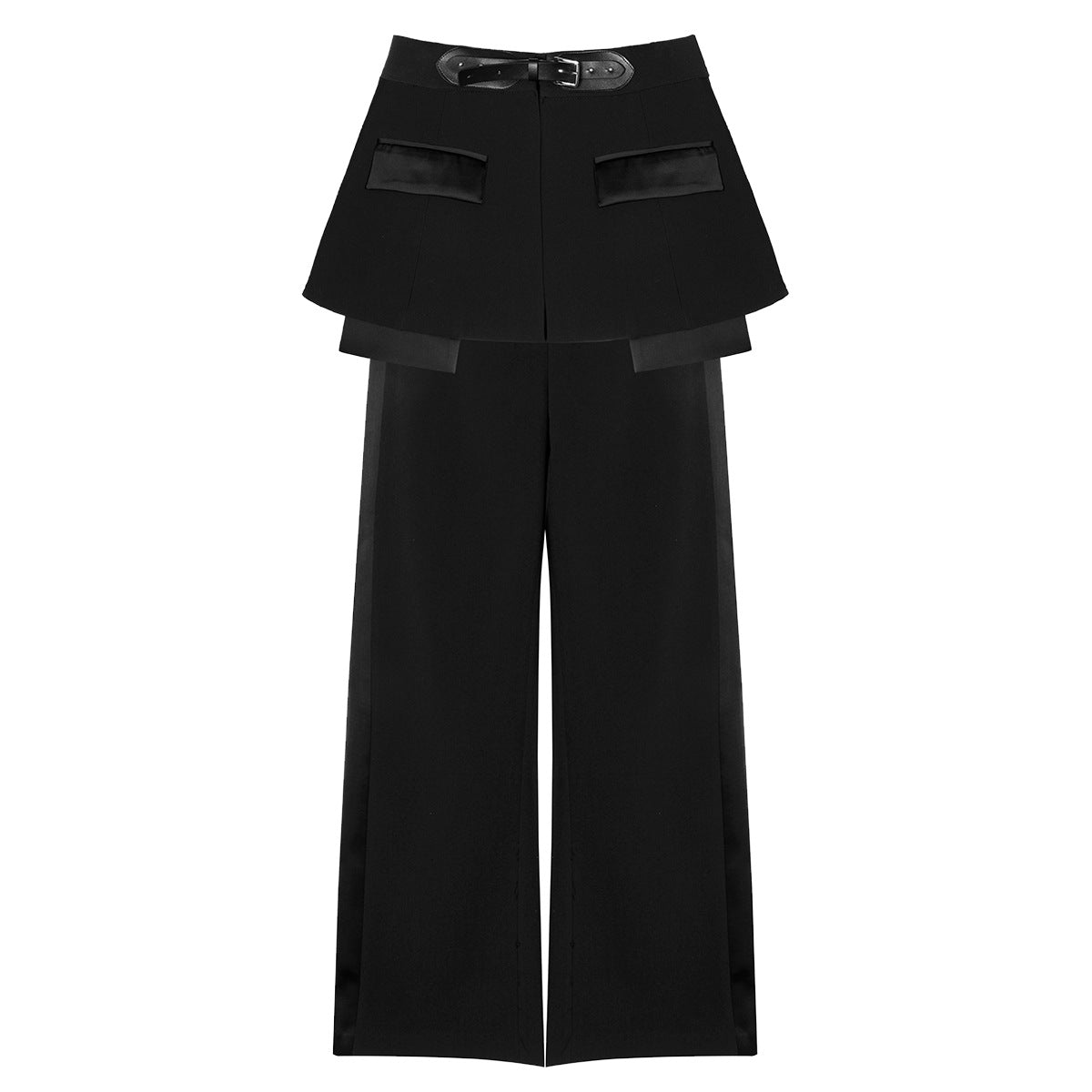 Women’s Two-Piece Set – Waist Belt Skirt & Wide-Leg Pants