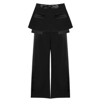Women’s Two-Piece Set – Waist Belt Skirt & Wide-Leg Pants