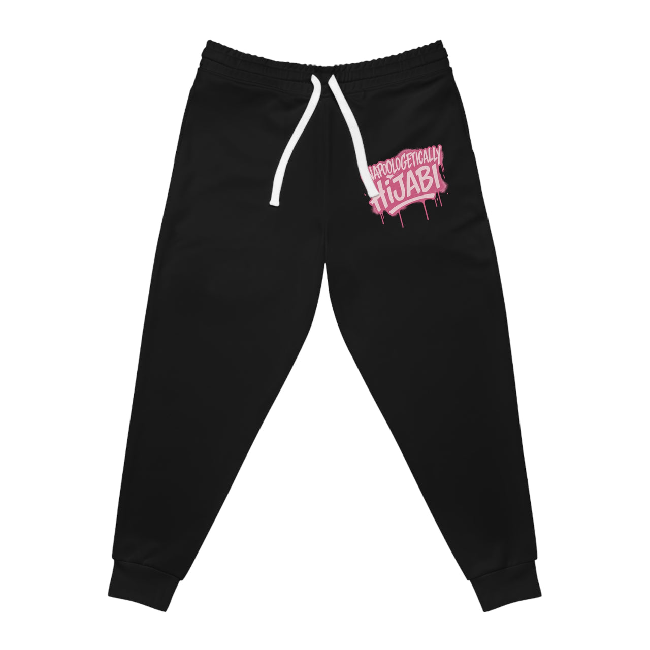 Athletic Joggers — Black "Unapologetically Hijabi" Graphic Streetwear Sweatpants