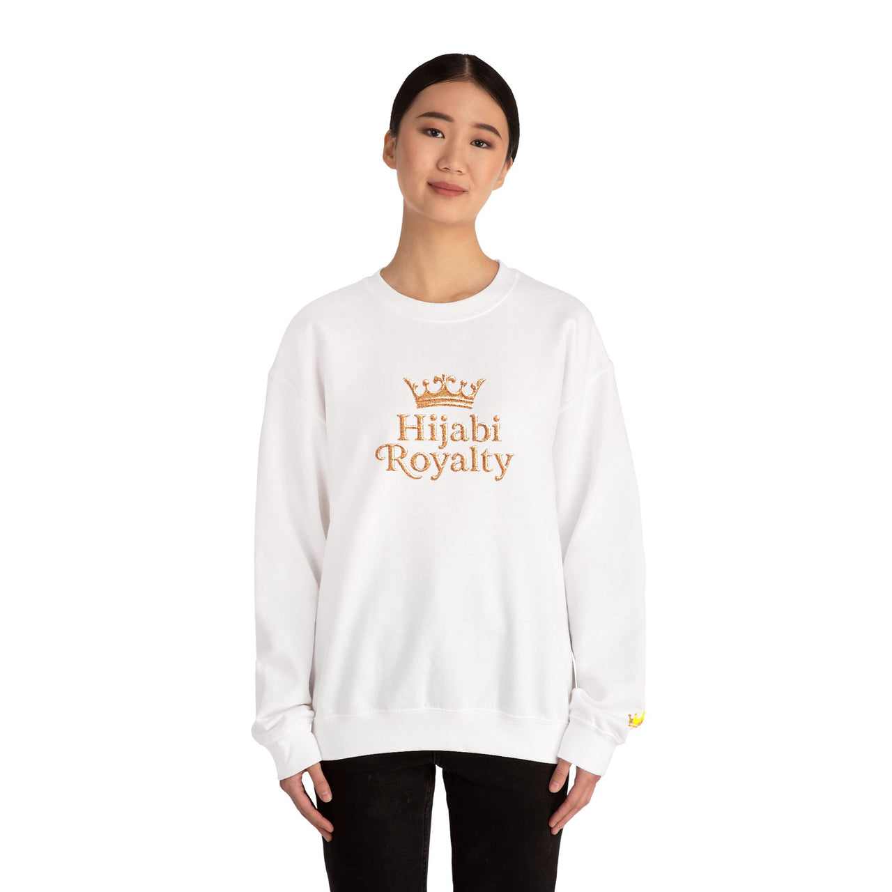 Hijabi Royalty™ Crewneck Sweatshirt — Gold Crown Graphic, Modest Fashion Gift