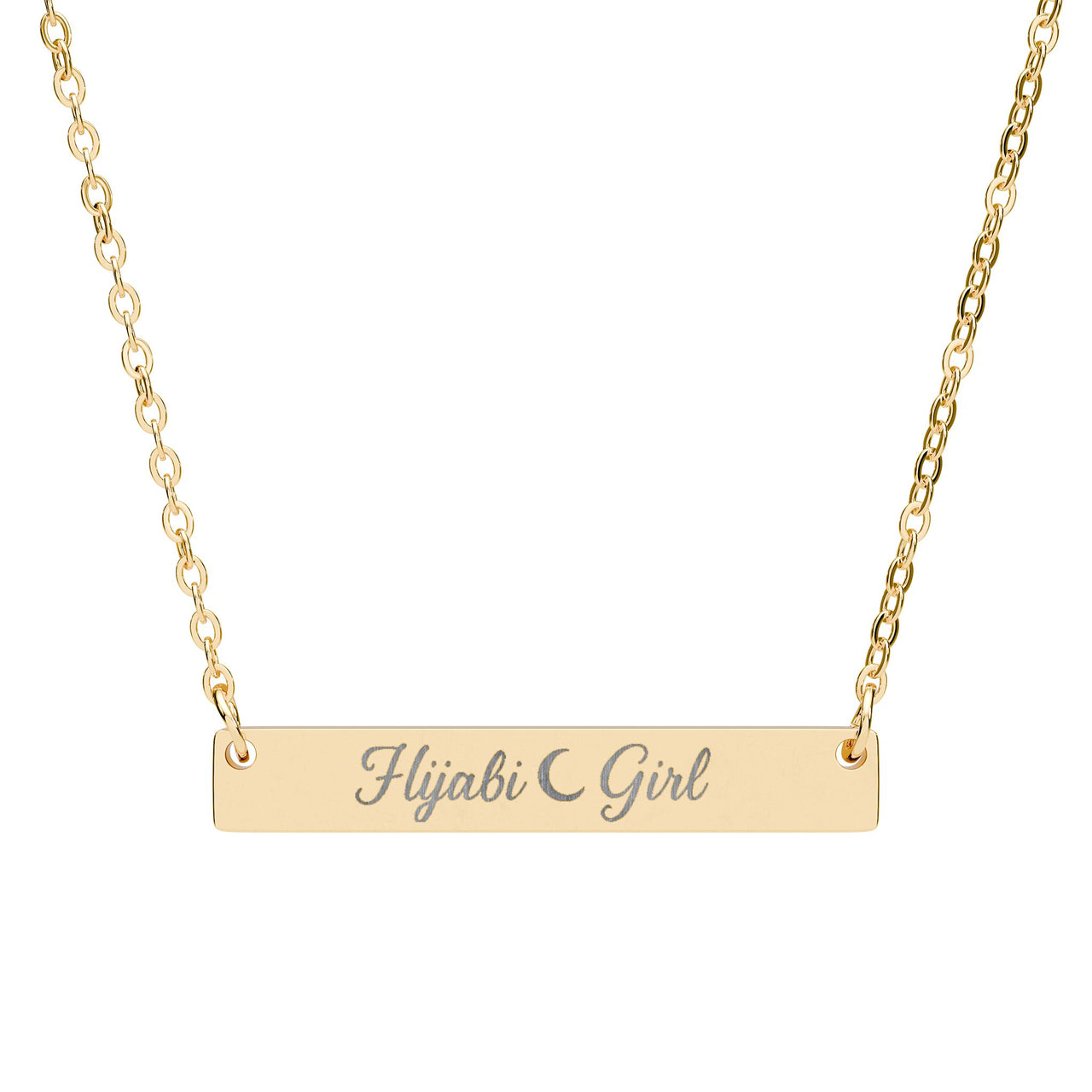 Gold PVC Hijabi Girl™ Horizontal Bar Necklace — Pendant