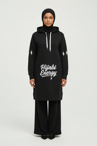 Hijabi Energy  Hoodie Dress — ' Hijabi Girl’' Cozy Women's Pullover Green - Modestly Vogue 