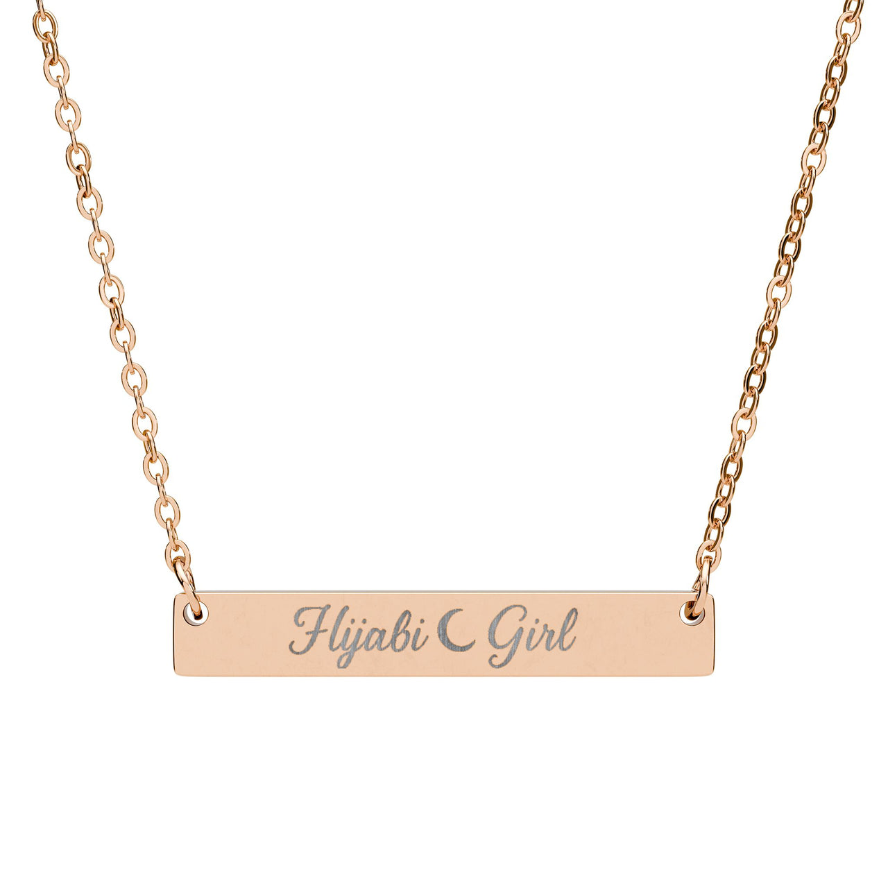 Gold PVC Hijabi Girl™ Horizontal Bar Necklace — Pendant