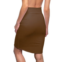 Brown High-Waist LEM Pencil Skirt — Sleek Office & Evening Wear - Modestly Vogue 