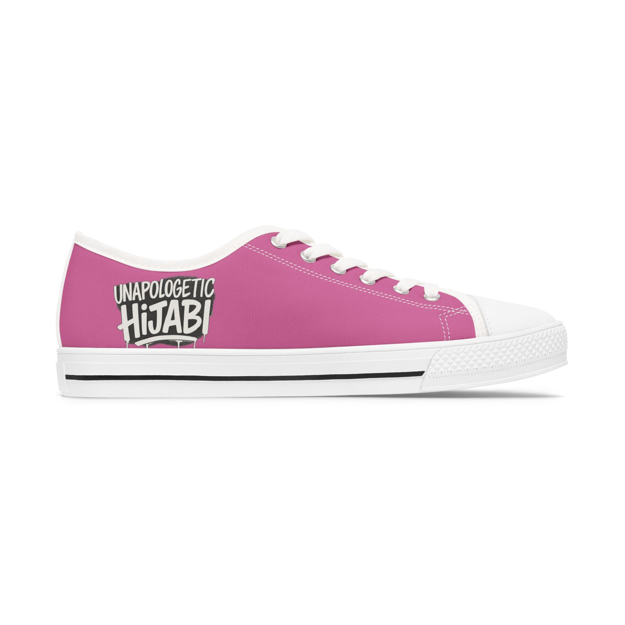 Pink Low Top Sneakers — "Unapologetic Hijabi" Classic Women's Canvas Trainers