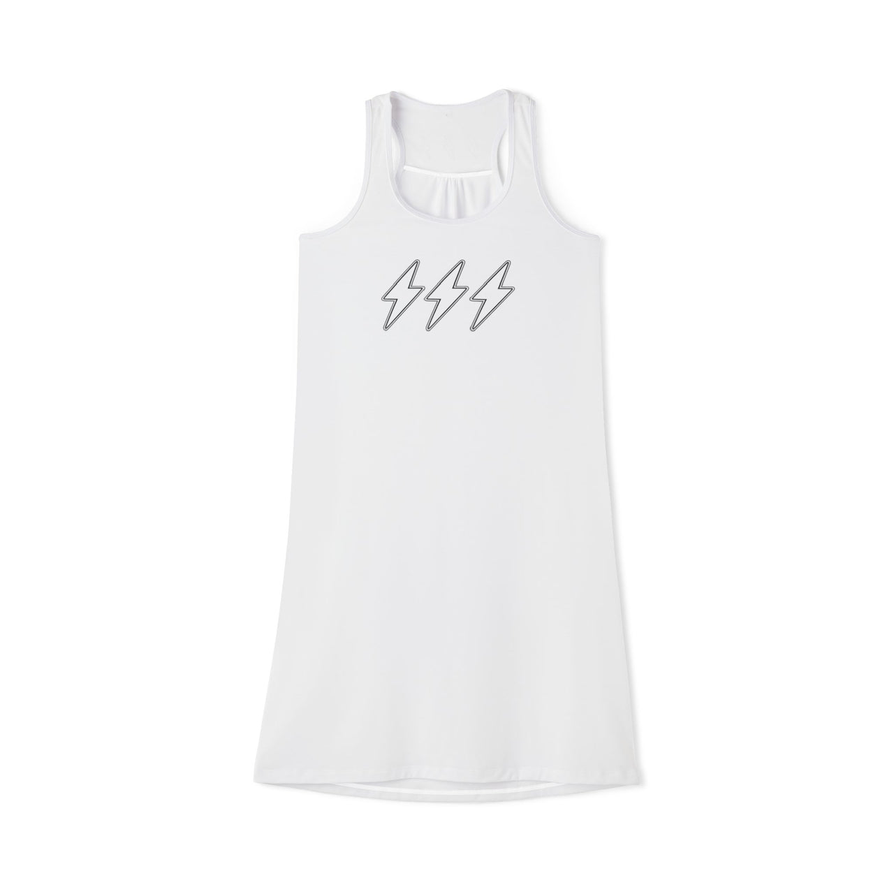 White Racerback Layering Athletic Dress — Hijabi Energy Minimal Script