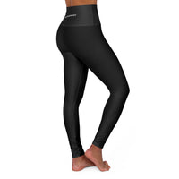 High-Waisted Yoga Leggings — LIFT EVERY MOMENT Logo Pants Black