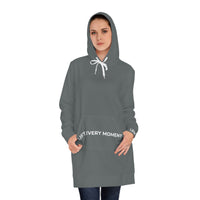Hoodie Dress — 'Lift Every Moment' Cozy Women's Pullover Dress Dk Gray