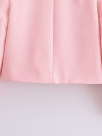 Spring Socialite Single-Breasted Short Suit with Belt Wide Leg Pants - Modestly Vogue 