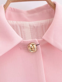 Spring Socialite Single-Breasted Short Suit with Belt Wide Leg Pants - Modestly Vogue 