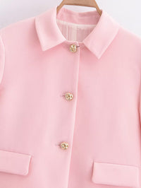 Spring Socialite Single-Breasted Short Suit with Belt Wide Leg Pants - Modestly Vogue 
