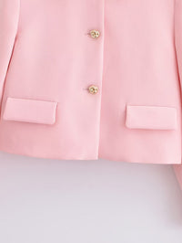 Spring Socialite Single-Breasted Short Suit with Belt Wide Leg Pants - Modestly Vogue 