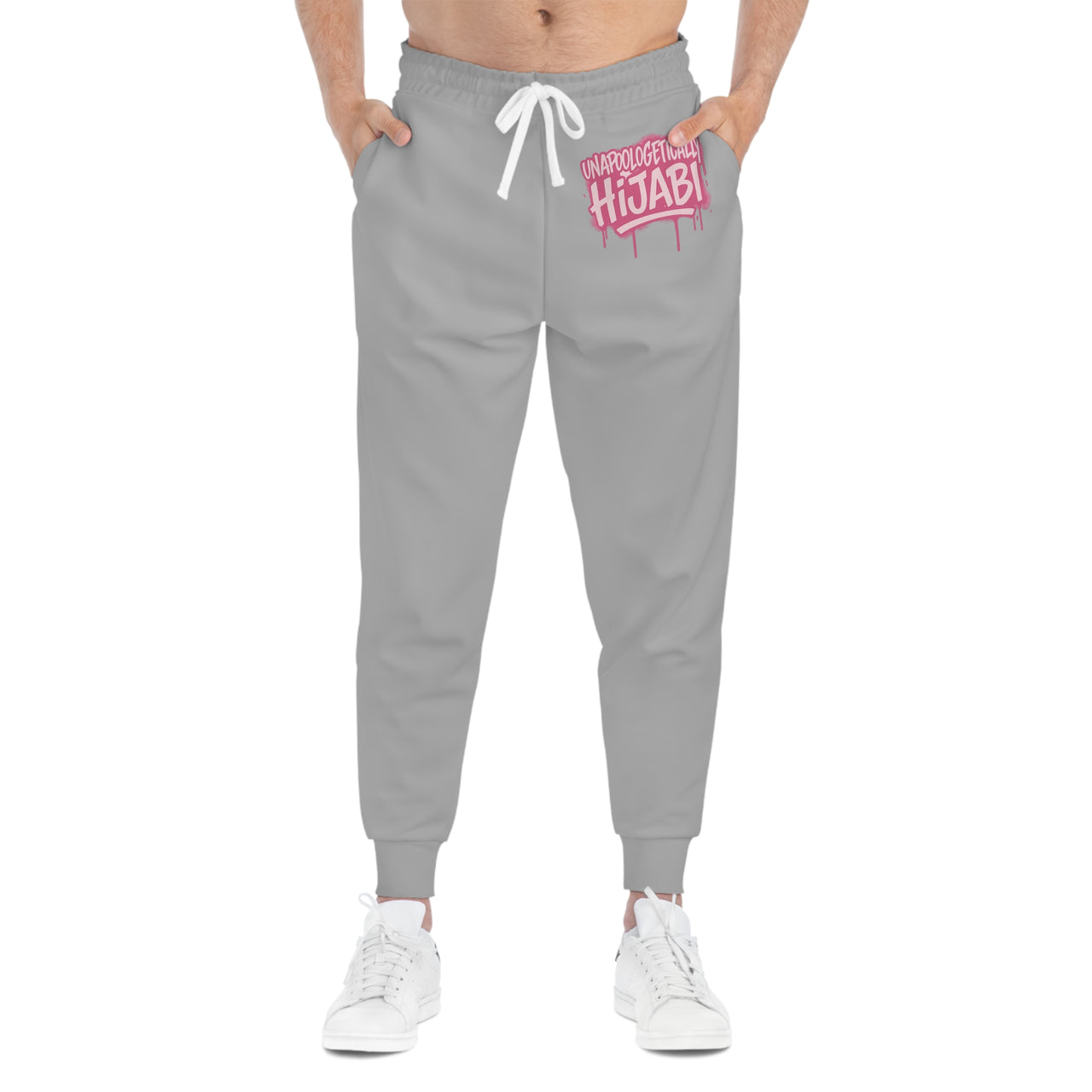 Athletic Joggers — Grey "Unapologetically Hijabi" Graphic Streetwear Sweatpants