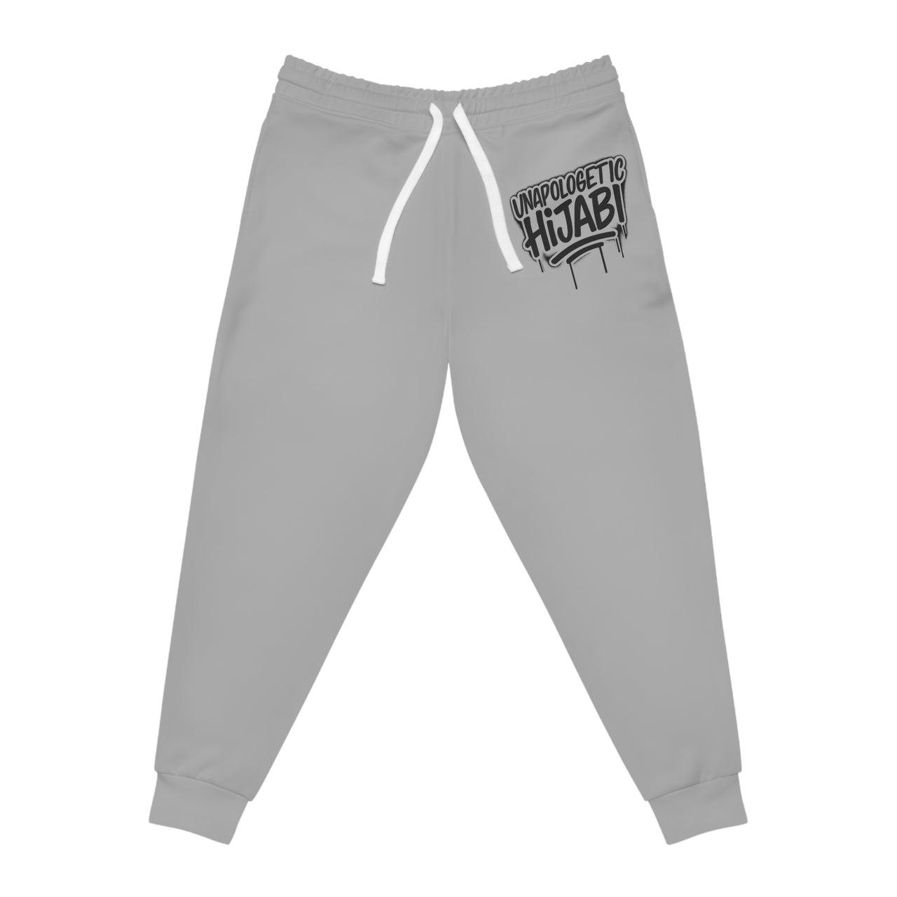 Athletic Joggers — Grey "Unapologetic Hijabi" Graphic Streetwear Sweatpants