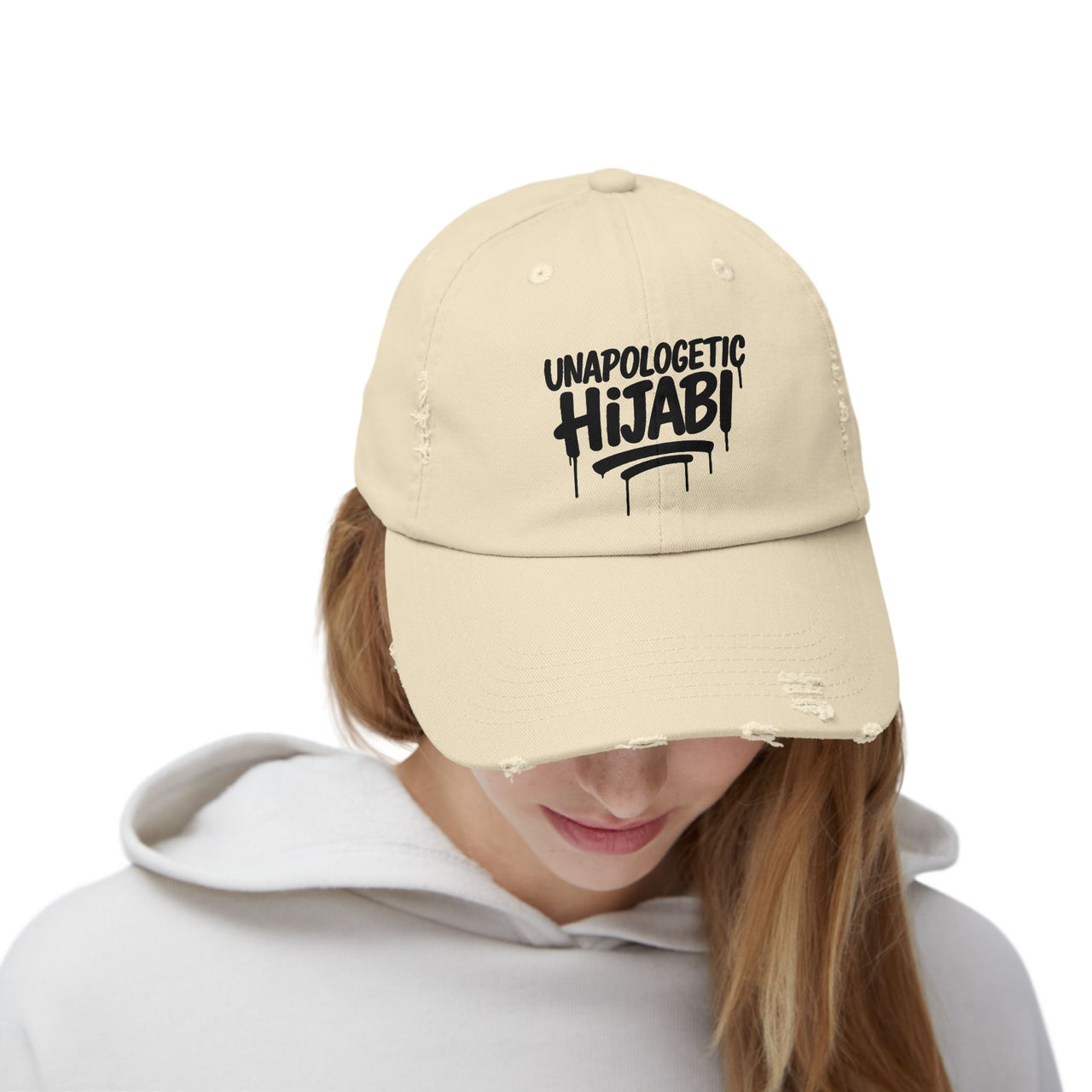 Unapologetic Hijabi Distressed Cap - Hijabi Girl Statement Baseball Hat - Modestly Vogue 