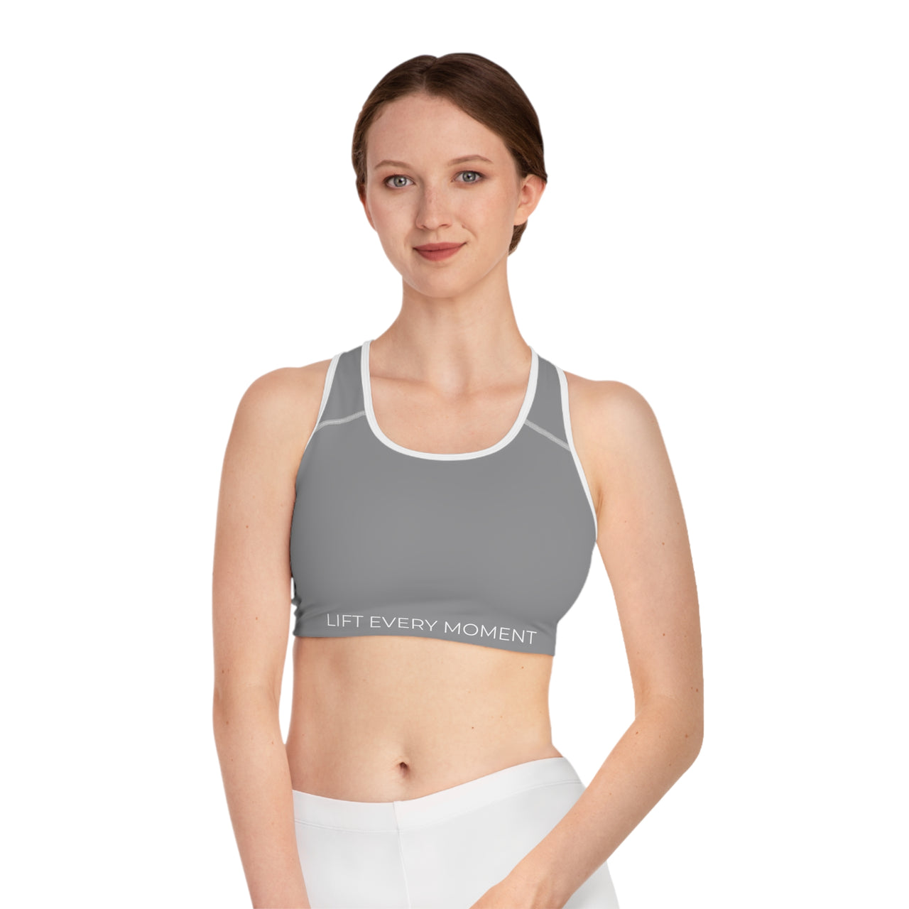 Sports Bra — 'Lift Every Moment' Minimalist Activewear for Gym & Yoga Grey
