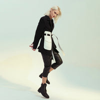 Black White Glue Pieces Retro Nostalgic Black White Contrast Color Tight Waist Mid-Length Small Blazers