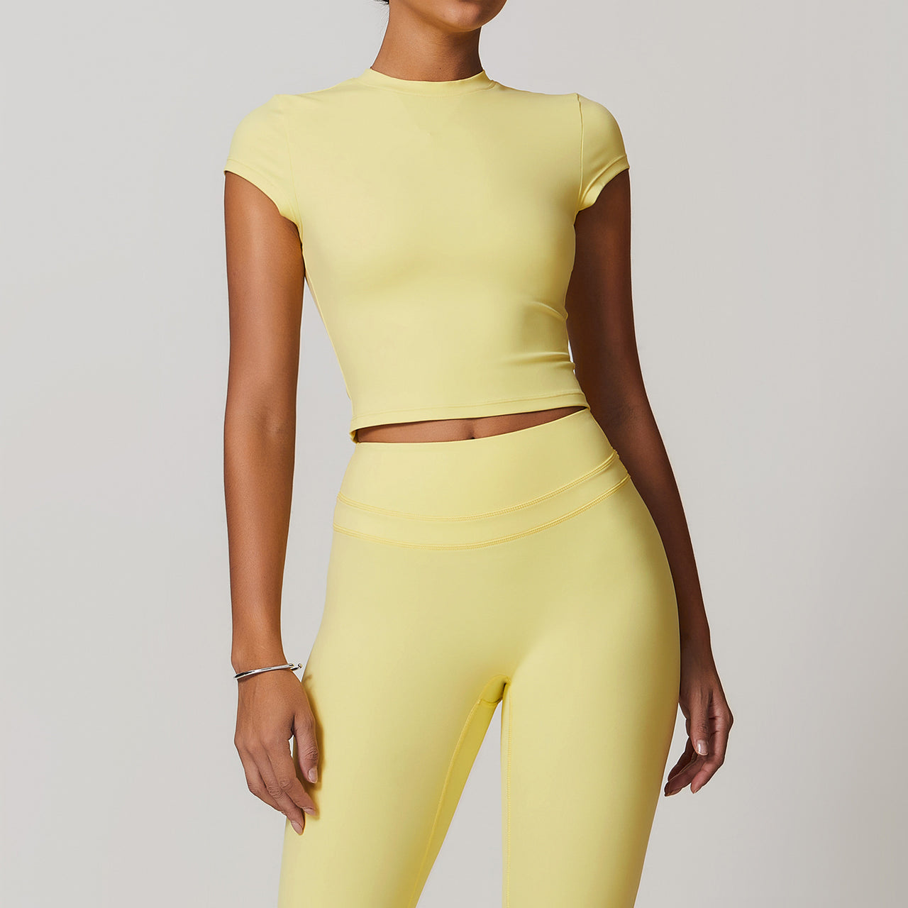 Brushed Yoga Top for Women – Tight Fit, Short Sleeve Running Shirt