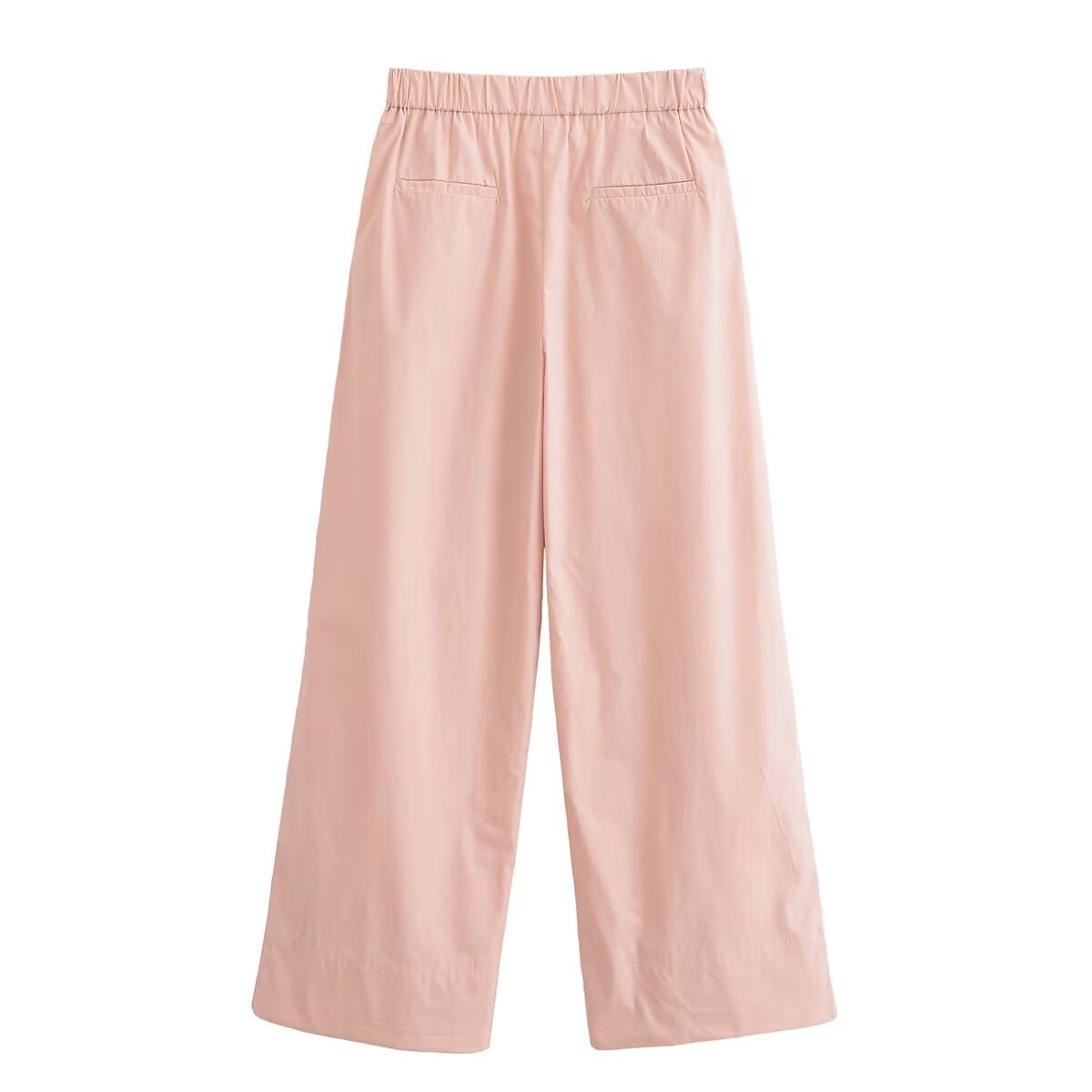 Women Poplin Design V neck Top High Waist Straight Wide Leg Pants Sets - Modestly Vogue 