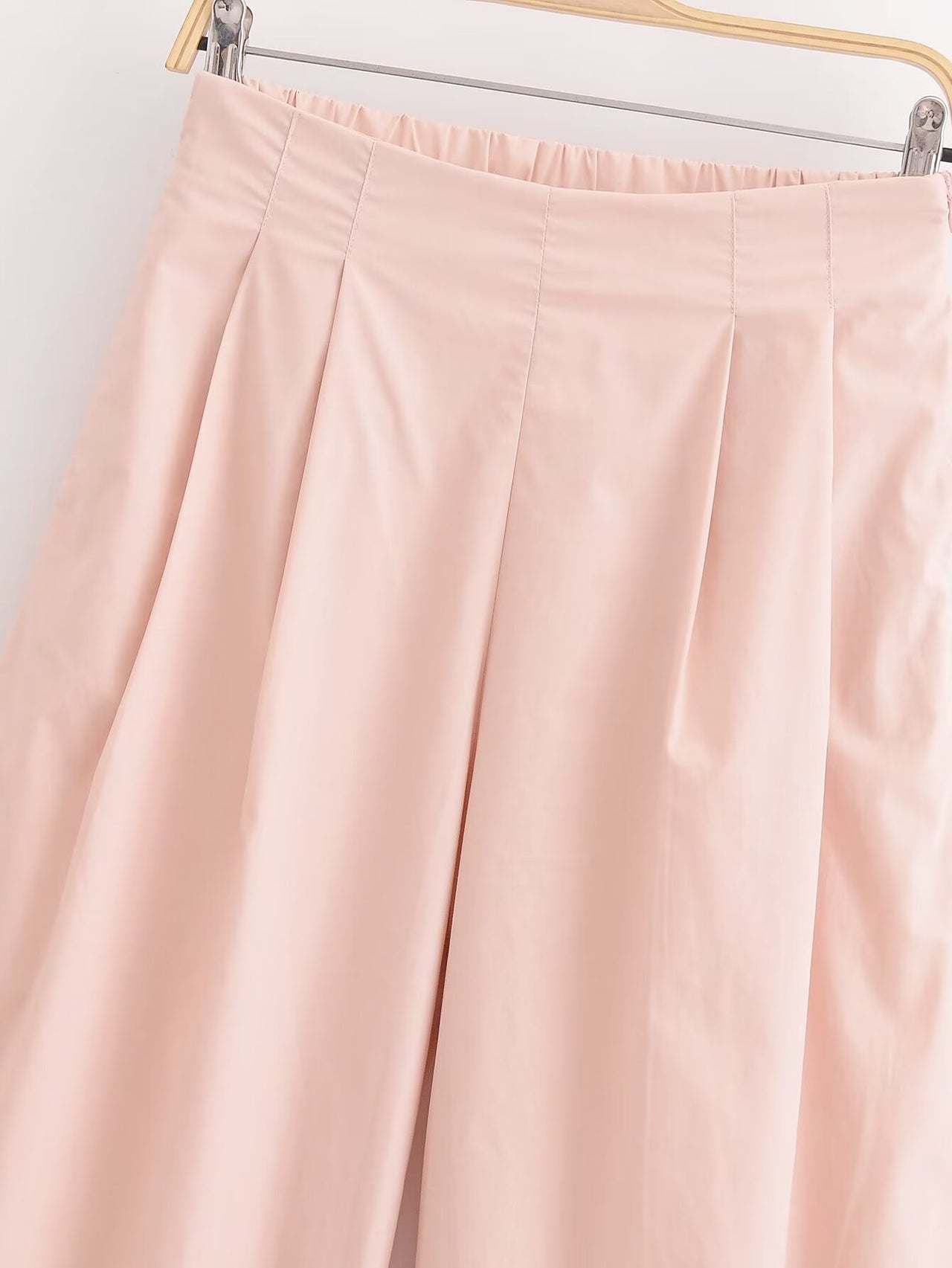Women Poplin Design V neck Top High Waist Straight Wide Leg Pants Sets - Modestly Vogue 