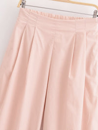 Women Poplin Design V neck Top High Waist Straight Wide Leg Pants Sets - Modestly Vogue 