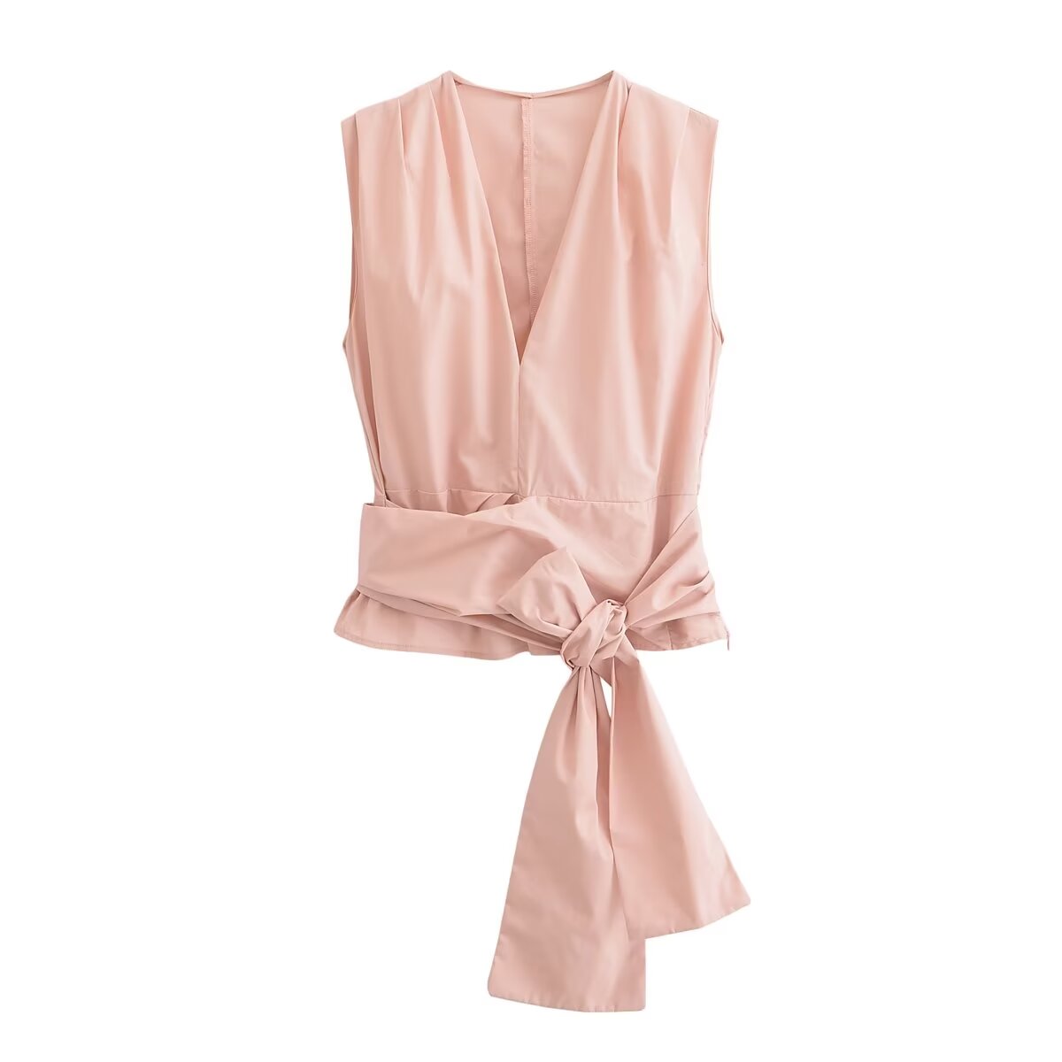 Women Poplin Design V neck Top High Waist Straight Wide Leg Pants Sets - Modestly Vogue 