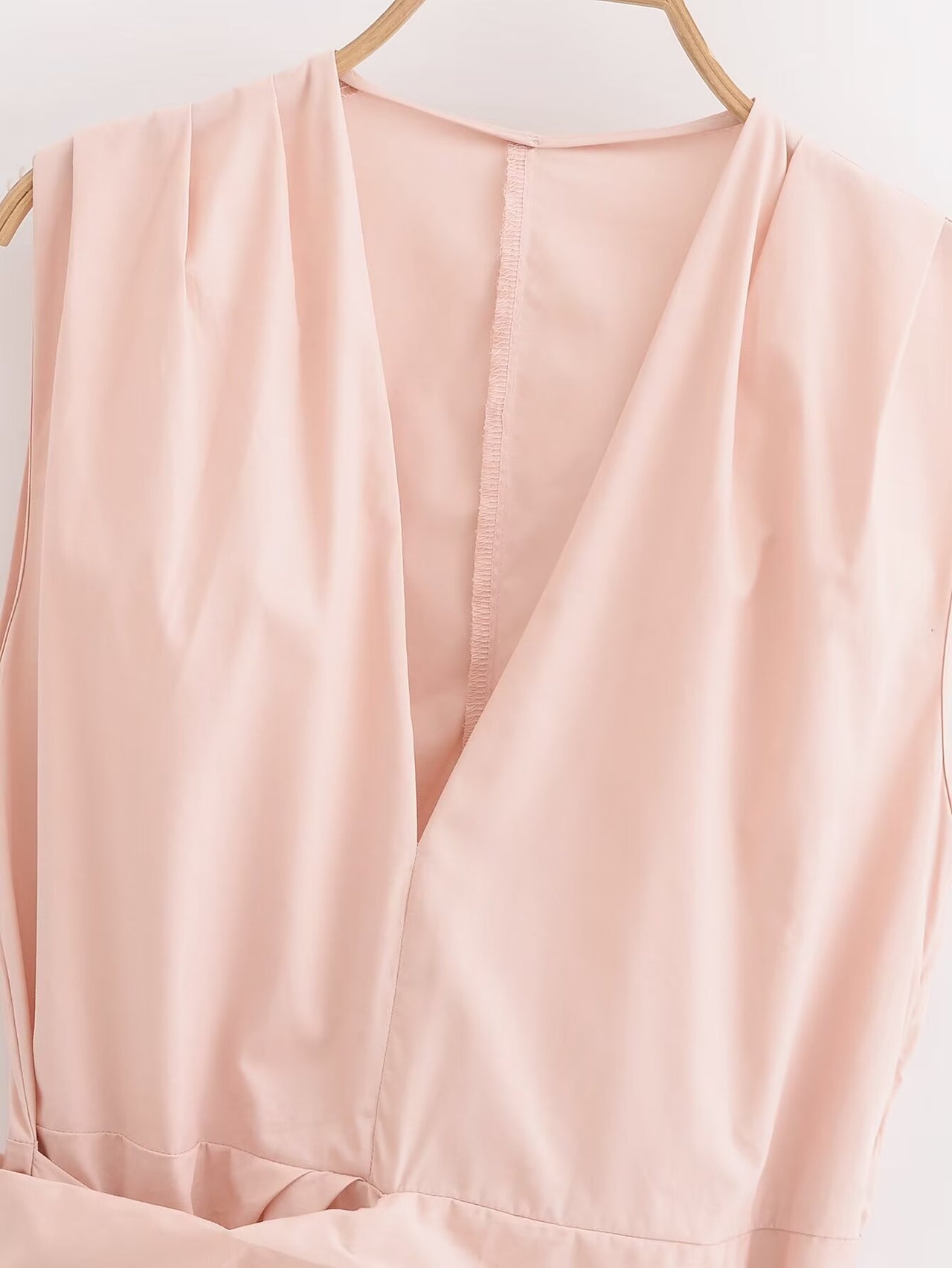Women Poplin Design V neck Top High Waist Straight Wide Leg Pants Sets - Modestly Vogue 