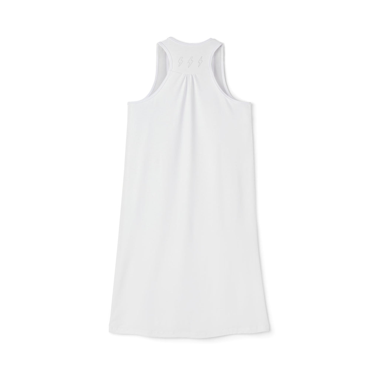 White Racerback Layering Athletic Dress — Hijabi Energy Minimal Script