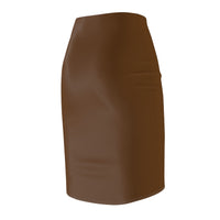 Brown High-Waist LEM Pencil Skirt — Sleek Office & Evening Wear - Modestly Vogue 