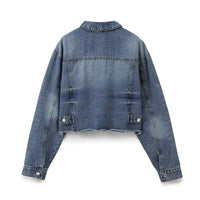 Autumn Women Denim Jacket Mid Waist Wide Leg Jeans Sets Women - Modestly Vogue 