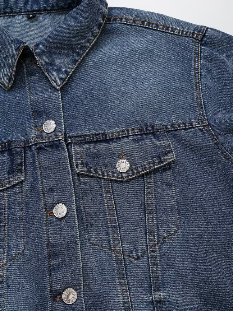 Autumn Women Denim Jacket Mid Waist Wide Leg Jeans Sets Women - Modestly Vogue 