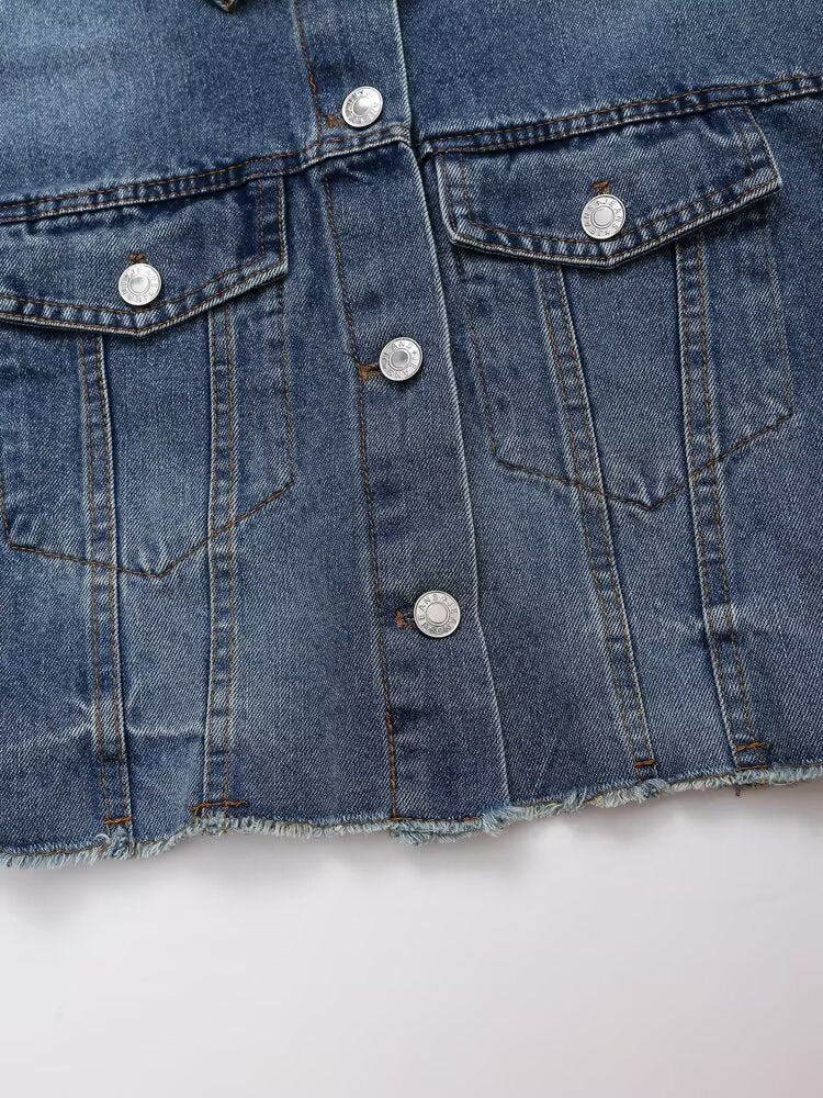Autumn Women Denim Jacket Mid Waist Wide Leg Jeans Sets Women - Modestly Vogue 