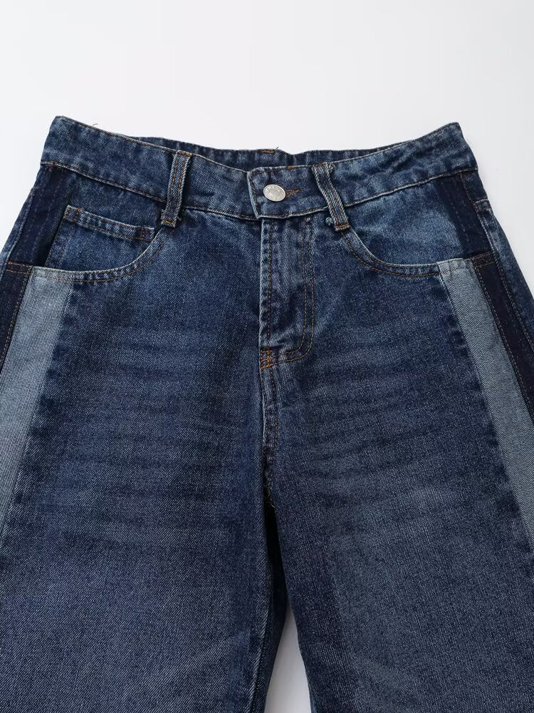 Autumn Women Denim Jacket Mid Waist Wide Leg Jeans Sets Women - Modestly Vogue 