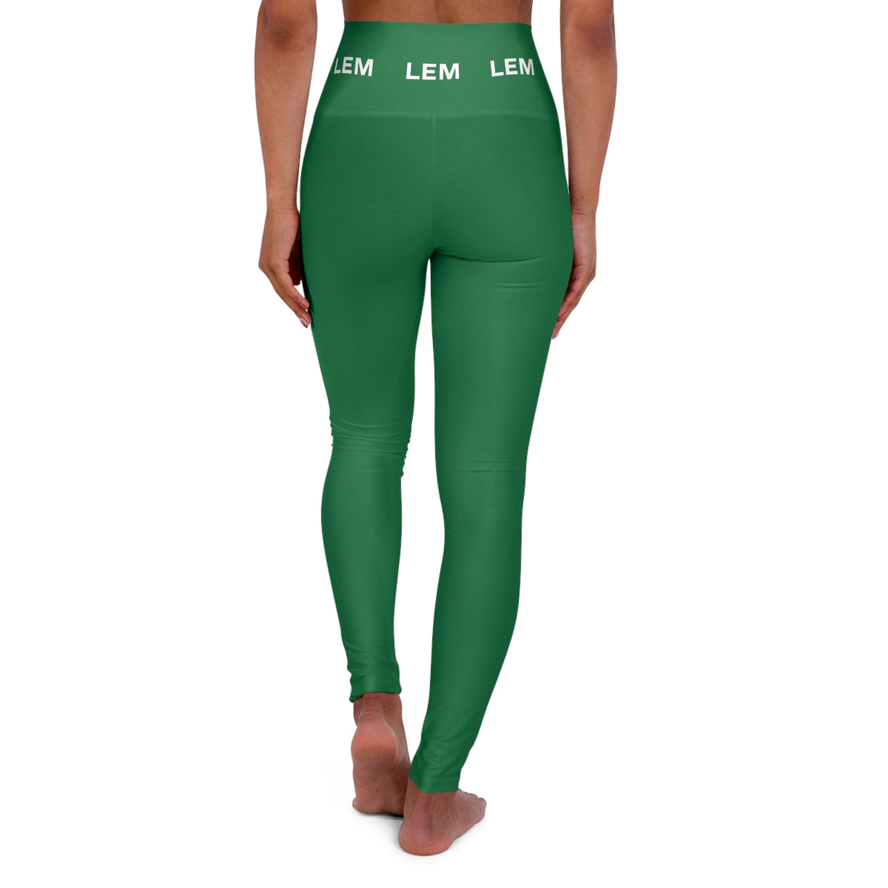 LEM Logo Green High-Waisted Yoga Leggings for Women