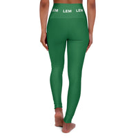 LEM Logo Green High-Waisted Yoga Leggings for Women